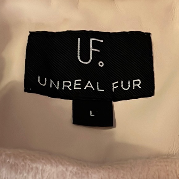 Unreal Fur Cream "Barcelona" Cable Knit Sleeve Puffer Jacket L LIKE NEW - Picture 9 of 11